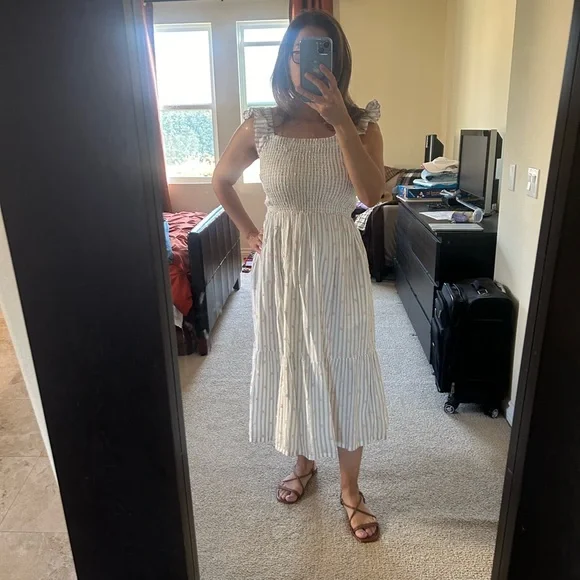 Loft cotton summer midi dress in striped pattern - Picture 3 of 6